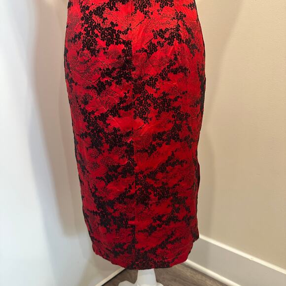 Morbid Threads Vtg Y2K 90s Red Black Cheongsam Qipao Mandarin Dress Mall Goth M - Picture 9 of 12